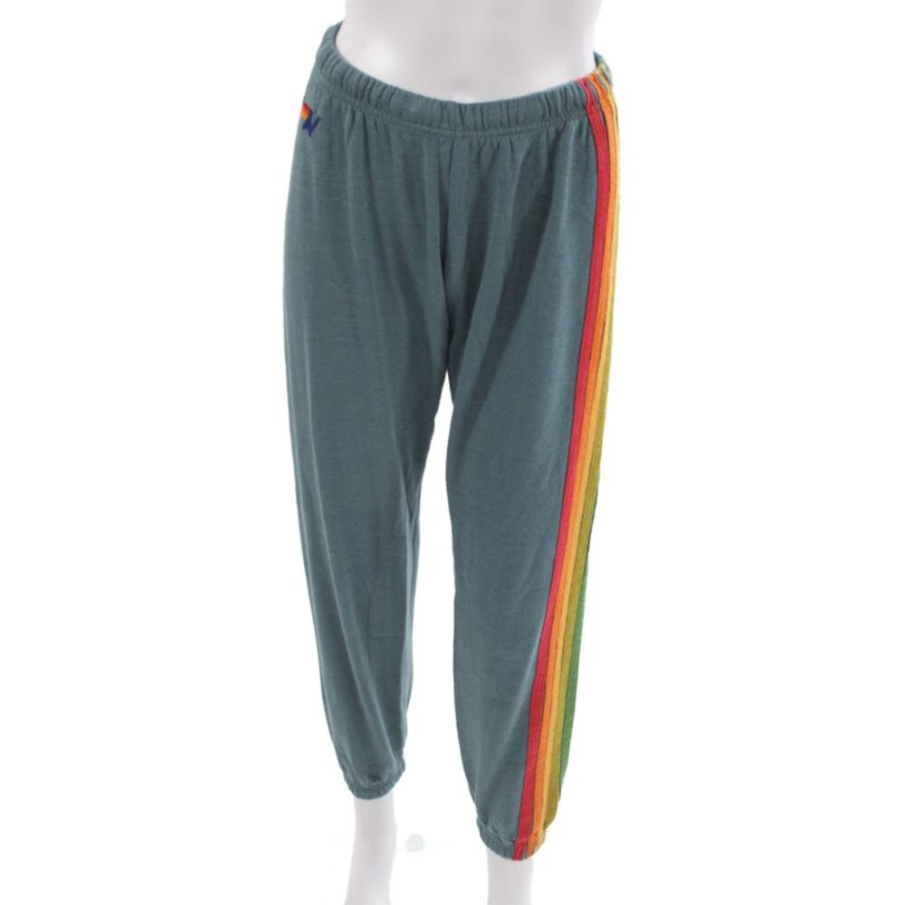 Aviator Nation Unisex Dark Gray Striped Sweatpants Size S